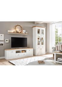 Goodproduct, GOODproduct Wohnwand &raquo;Westminster, Anbauwand im Landhausstil, Komplettset, Wohnzimmer-Set&laquo; Set, 3 Stk. tlg., pinie wei&szlig;, wotan eiche, B/H