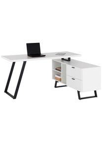 Livetastic Eckschreibtisch , Schwarz, Weiss , Metall, Holzwerkstoff , 2 Schublade(n) Schubladen , rechteckig , Flachrohr , 150x75x60-120 cm , Stauraum , B&uuml;rom&ouml;bel, Schreibtische, Eckschreibtisch
