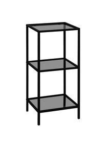 CARRYHOME Regal , Grau, Schwarz , Metall, Glas , 3 F&auml;cher , 37x82.5x33 cm , stehend , Wohnzimmer, Regal, B&uuml;cherregale