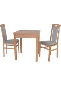 Hofmann Living And More, HOFMANN LIVING AND MORE Essgruppe &raquo;3tlg. Tischgruppe&laquo; Spar-Set, 3tlg. Tischgruppe, 3 Stk. tlg. St&uuml;hle montiert, buche, 
