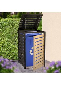 Dobar, Dobar M&uuml;lltonnenbox &raquo;M&uuml;lltonnenverkleidung 120 L, schwarz-anthrazit&laquo; aus robustem lasiertem Fichtenholz, schwarz, anthrazit, Massivholz