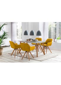 Salesfever, Salesfever Essgruppe &raquo;V&auml;xj&ouml; - Elegant gestaltete Sitzgruppe&laquo; Set, 5 Stk. tlg. bestehend aus 4 modernen Polsterst&uuml;hlen und einem 180 cm 