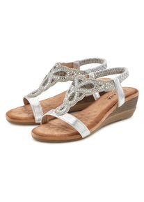 Lascana, Unisex, Lascana Sandalette &raquo;Sommerschuh&laquo; Sandale, Sommerschuh mit leichtem Keilabsatz und Glitzer-Steinchen, silberfarben, 41, Mit 