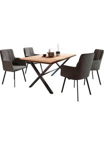 Hela, Hela Essgruppe Set, 5 Stk. tlg. Ausziehbar 160 - 200 cm, Sessel 360&deg; drehbar, artisan eiche, vintage anthrazit, vintage anthrazit, schwarz, 