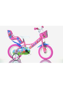 DINO BIKES, Kinderfahrrad &raquo;12" Peppa Wutz stabiler Stahl-Rahmen, St&uuml;tzr&auml;der, kindgerecht&laquo; 1 Gang mit St&uuml;tzr&auml;dern, Korb und Puppensitz, pink, 21cm, 12 