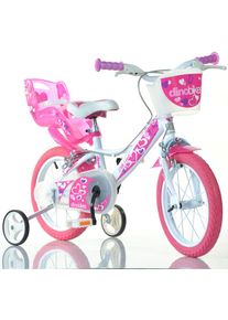DINO BIKES, Kinderfahrrad &raquo;16" Little Heart Kinderfahrrad Unisex 4&ndash;7 Jahre St&uuml;tzr&auml;der&laquo; 1 Gang mit St&uuml;tzr&auml;dern, Korb und Puppensitz, rosa, 28cm, 16 
