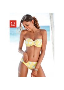 Sunseeker, Unisex, B&uuml;gel-Bandeau-Bikini-Top &raquo;Ditsy&laquo; mit H&auml;kelkante, gelb, bedruckt, 36, Cup C, Mit H&auml;kelbord&uuml;re