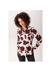 Aniston Casual, Unisex, Aniston CASUAL Hemdbluse mit grossfl&auml;chigen Bl&auml;ttern bedruckt - NEUE KOLLEKTION, wollwei&szlig;, bordeaux, fuchsia, 42, Bluse aus 