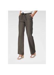 Aniston Casual, Unisex, Aniston CASUAL Leinenhose mit Bindeband, schlamm, 50, N-Gr, Unisexhose aus einem leichten Leinen-Mix