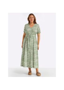 sheego, Unisex, Maxikleid &raquo;Kleid&laquo; Nahttasche, eucalyptus, ecru, bedruckt, 46, Normalgr&ouml;ssen, reine Viskose