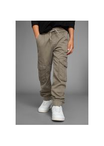 Delmao, Unisex, DELMAO Cargohose &raquo;in bequemer Schlupfform&laquo; , mit Logo-Stickerei, olivegr&uuml;n, 170, N-Gr, Cargohose von DELMAO f&uuml;r Unisex