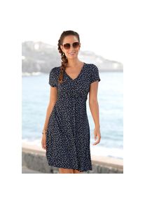 Vivance, Unisex, Jerseykleid &raquo;mit Bl&uuml;mchenprint und V-Ausschnitt&laquo; figurschmeichelndes Sommerkleid, Strandkleid, Viskosekleid, Shirtkleid, schwarz, 
