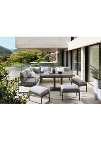 Ambia Garden Dining-Loungeset , Anthrazit, Grau , Metall, Textil , F&uuml;llung: Polyester,Schaumstoff , 244x193 cm , Gartenm&ouml;bel, Gartengarnituren, Gartenm&ouml;bel-Set