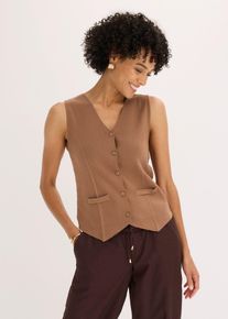 Gilet sans manches en maille dos ajour&eacute; en marron, Taille 36/38 (S), Couleur/Motif: marron naturel, bonprix