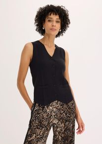 Gilet sans manches en maille dos ajour&eacute; en noir, Taille 44/46 (L), bonprix