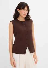 Gilet sans manches en maille milano en marron, Taille 44/46 (L), Couleur/Motif: marron fonc&eacute;, bonprix