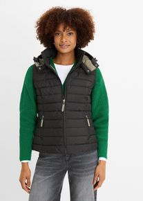 Doudoune sans manches &agrave; capuche en noir, Taille 46, bonprix