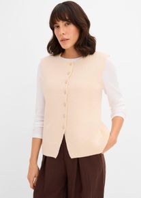 Gilet sans manches en maille milano en beige, Taille 40/42 (M), Couleur/Motif: beige galet, bonprix