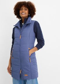 Longue doudoune sans manches &agrave; col montant en bleu, Taille 46, 100% coton, Couleur/Motif: indigo, bonprix