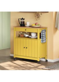 Livetastic Servierwagen , Braun, Gelb , Holz , Pinie , massiv , 1 Schublade(n) Schubladen , rechteckig , 85x90.6x40 cm , Esszimmer, Barm&ouml;bel, Barwagen