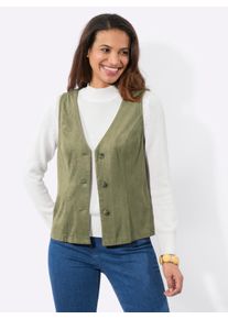 Witt Damen Lederimitatweste mit V-Ausschnitt, schilf, Gr&ouml;&szlig;e 50, 90% Polyester, 10% Elasthan