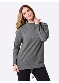 Witt Damen Freizeitshirt mit Tunnelzug am Saum, anthrazit-meliert, Gr&ouml;&szlig;e 48/50, 52% Baumwolle, 48% Polyester