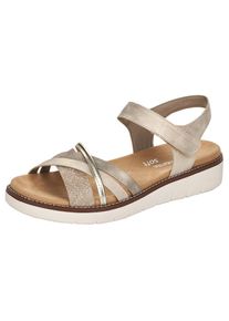 Remonte, Unisex, Riemchensandale , Keilabsatz, Sommerschuh, Sandalette mit herausnehmbarer Softeinlage, hellgrau, goldfarben, 40, Modische Sandale in 