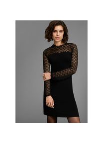 Laura Scott, Unisex, Spitzenkleid Ohne Tasche Ohne Taschen mit edler Zierborte, schwarz, 48, N-Gr, Spitzenkleid in femininer A-Linie f&uuml;r einen 