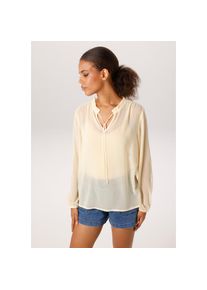 Aniston Casual, Unisex, Aniston CASUAL Schlupfbluse im trendigen Pastell, gelb, 46, Transparente Bluse aus zartem Chiffon