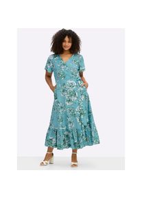 sheego by Joe Browns, Unisex, sheego by Joe Browns Wickelkleid &raquo;Kleid&laquo; Nahttasche, aquamarin, smaragd, gemustert, 48, Normalgr&ouml;ssen, floraler Druck