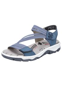 Rieker, Unisex, Riemchensandale Sommerschuh, Sandalette, Klettschuh, im Sportslook, jeansblau, 40, Modische Sandale mit elastischen Stretchb&auml;ndern