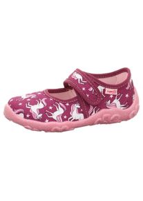 Superfit, Unisex, Hausschuh &raquo;BONNY, WMS: mittel&laquo; Kindergartenschuh mit Einhorn-Motiv, Gr&ouml;ssenschablone zum Download, bordeaux einhorn, 24, Ballerina 
