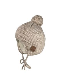 MaxiMo, Unisex, MaxiMo Bommelm&uuml;tze weiche Wollmischung, Bommel, Bindeband, gef&uuml;ttert, braunmeliert, 47, Strickm&uuml;tze von MaxiMo