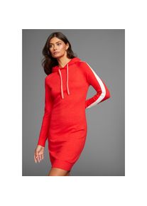 Laura Scott, Unisex, Strickkleid mit Kontrastfarbakzenten und Kapuze, rot, wei&szlig;, 42, N-Gr, Strickkleid von LAURA SCOTT