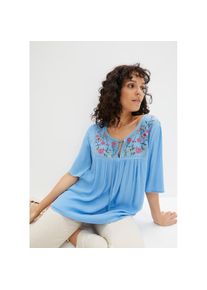 bonprix, Unisex, bonprix Tunika Casual Stil, A-Linie Passform, Kurzarm-Design, mit Stickerei, brilliantblau, 54, Tunika mit modischer Stickerei und 