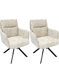 Goodproduct, GOODproduct Esszimmerstuhl &raquo;Darrin&laquo; (Set) 2 Stk.Chenille Bezug, schwarzes Metallgestell, cremefarben, schwarz, 100% Polyester, B/H/T: 62 