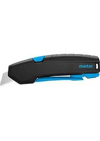 Martor Sicherheitsmesser SECUPRO 425, 2-fach nutzbare Klinge, Auto-Klingenr&uuml;ckzug, L 154 x B 22 x H 59 mm, Recycling-Kunststoff, schwarz/blau