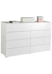 CARRYHOME Sideboard , Weiss Hochglanz , Kunststoff , 8 Schublade(n) Schubladen , 140x85x44 cm , FSC MIX , Beim&ouml;bel erh&auml;ltlich, stehend , Kleinm&ouml;bel, Kommoden, Sideboards
