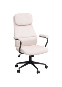 Mid.you Drehstuhl , Creme, Schwarz , Metall, Textil , Drehkreuz , 60x108-116x67 cm , Sitzfl&auml;che 360&deg; drehbar , B&uuml;rom&ouml;bel, B&uuml;rost&uuml;hle, Drehstuhl