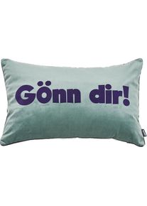 done., done. Dekokissen &raquo;Vibe&laquo; Weicher Samtstoff, mint, lila, schriftzug, Polyester, 1 Stk.