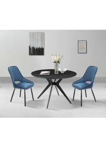 Goodproduct, GOODproduct Esszimmerstuhl &raquo;Menonri&laquo; (Set) gepolsterte R&uuml;ckenlehne und Sitzfl&auml;che, dunkelblau, schwarz, dunkelblau, Stoff, B/H/T: 65 cm x