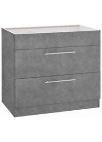 Wiho-K&uuml;chen Wiho K&uuml;chen, wiho K&uuml;chen Kochfeldumbauschrank &raquo;Flexi2, Breite 90 cm&laquo; oben feste Blende, 2 Ausz&uuml;ge, front und korpus: betonfarben, B/H/T: 90 cm x 82 cm