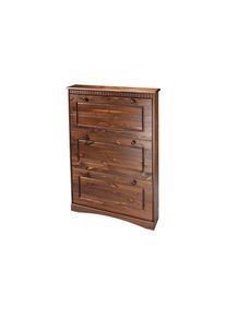 GOODproduct Armoire &agrave; chaussures &raquo;Rustic, Schukommode, Schuhkipper, Dielenm&ouml;bel&laquo; Fabriqu&eacute; en Europe, en pin massif, 3 rabats &agrave; chaussures, pour 9-11 