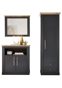 Goodproduct, GOODproduct Garderoben-Set &raquo;Westminster, Garderobe im Landhausstil, Komplettset mit viel Stauraum&laquo; 3 Stk. tlg., dunkelgrau, wotan eiche, 