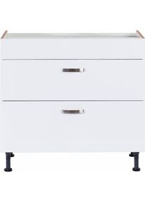 Kochstation, KOCHSTATION Kochfeldumbauschrank &raquo;KS-Cara&laquo; Breite 90 cm, mit Vollausz&uuml;gen und Soft-Close-Funktion, wei&szlig;, wei&szlig;, B/H/T: 90 cm x 87 cm x 