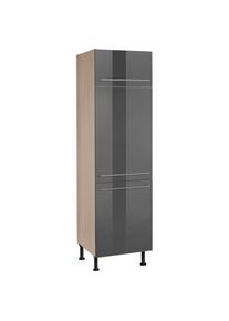 Optifit, Optifit K&uuml;hlumbauschrank &raquo;Bern&laquo; 60 cm breit, 212 cm hoch, mit h&ouml;henverstellbaren Stellf&uuml;ssen, grau hochglanz, akaziefarben, B/H/T: 60 cm x 