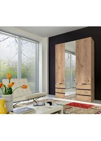 wimex, Kleiderschrank &raquo;Level by fresh to go&laquo; mit Spiegelt&uuml;ren und Schubladen, plankeneichefarben, B/H/T: 150 cm x 216 cm x 58 cm
