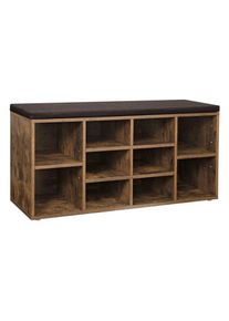 Vasagle, VASAGLE Schuhregal &raquo;mit Polster, 104 x 48 cm, Dunkelbraun&laquo;, braun, B/H/T: 104 cm x 48 cm x 30 cm