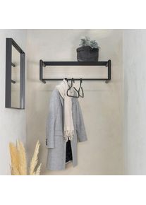 SPINDER DESIGN, Garderobenleiste &raquo;SMOOTH&laquo; Schlichter Wandgarderobenst&auml;nder aus Stahl, schwarz, Stahl, B/H/T: 80 cm x 23 cm x 33,5 cm