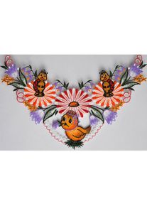 Stickereien Plauen Tableau de fen&ecirc;tre &raquo;Fensterbild Ostergirlande&laquo; V&eacute;ritable dentelle de Plauen